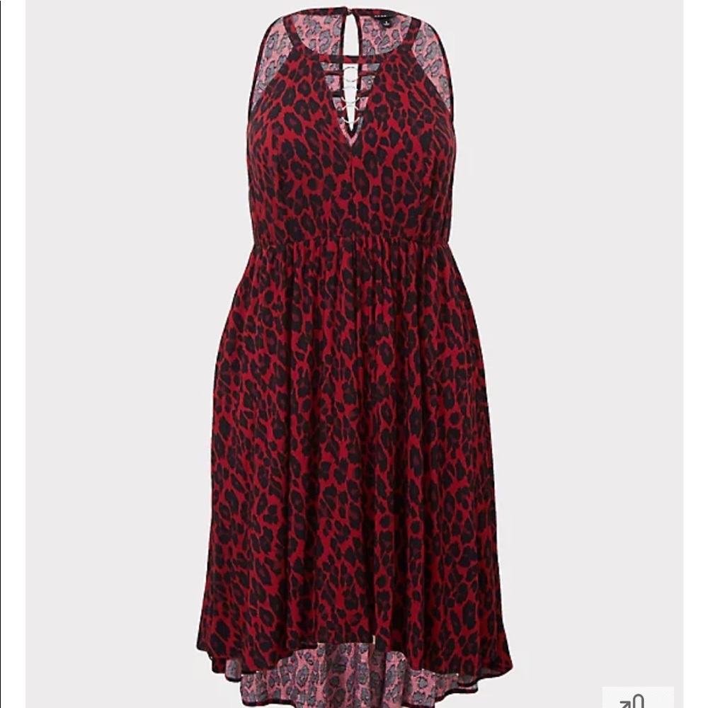 Torrid RED LEOPARD O-RING CHALLIS SKATER DRESS NWT 2X 18/20. New. No tags